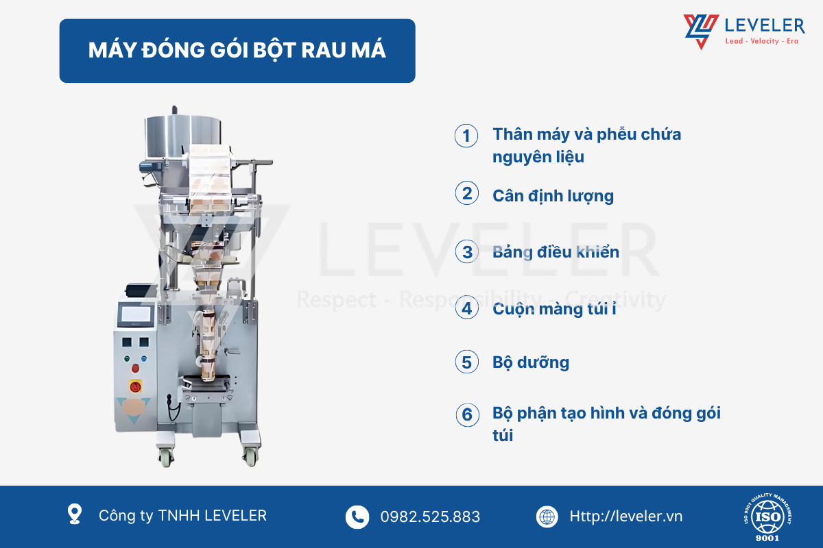 Cấu tạo máy đóng gói bột rau má Leveler