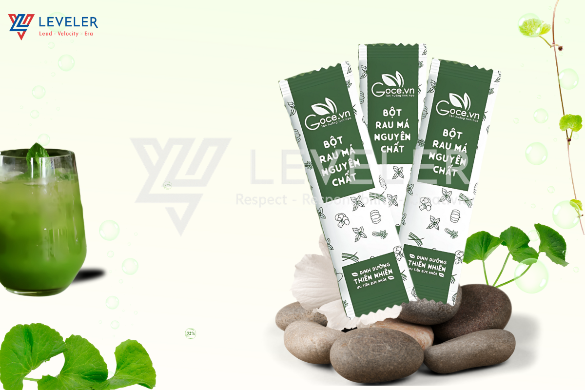  máy đóng gói bột rau má Leveler
