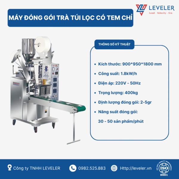 LV 08 - Máy đóng gói trà túi lọc có tem chỉ Leveler công suất cao - Ảnh 2