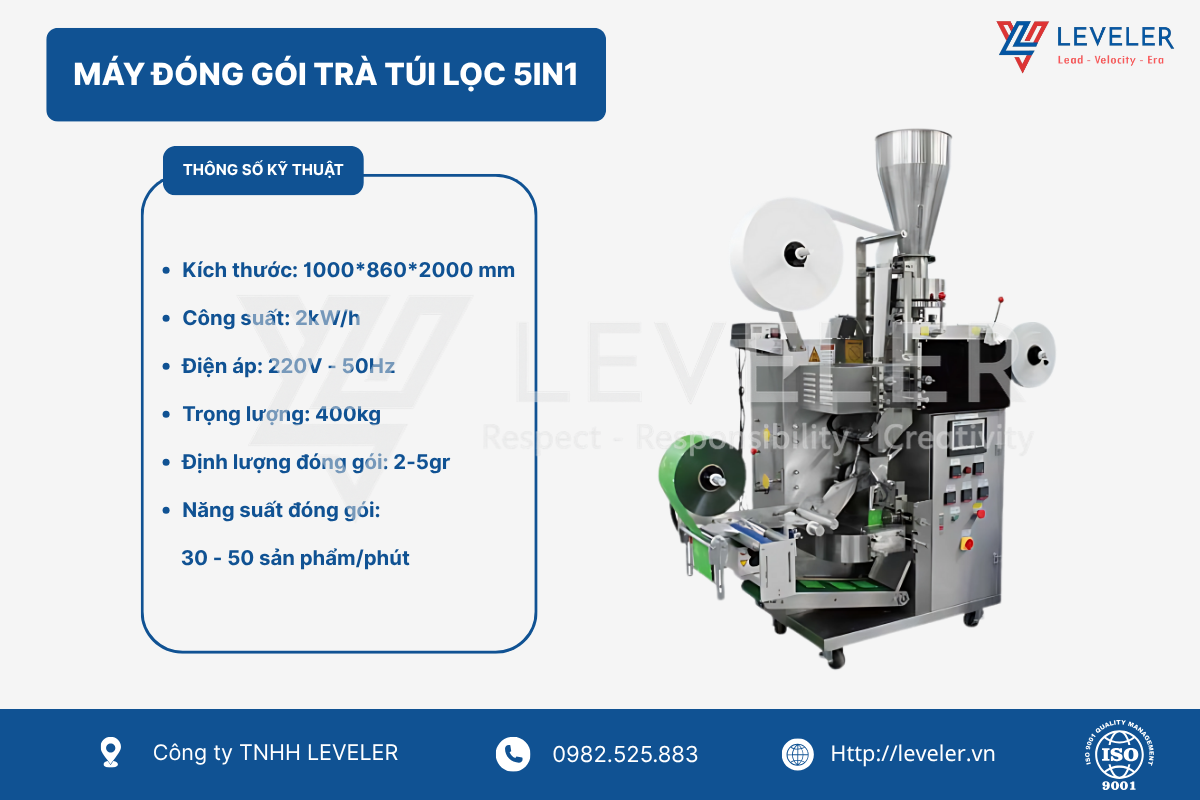 máy đóng gói trà túi lọc 5in1 leveler